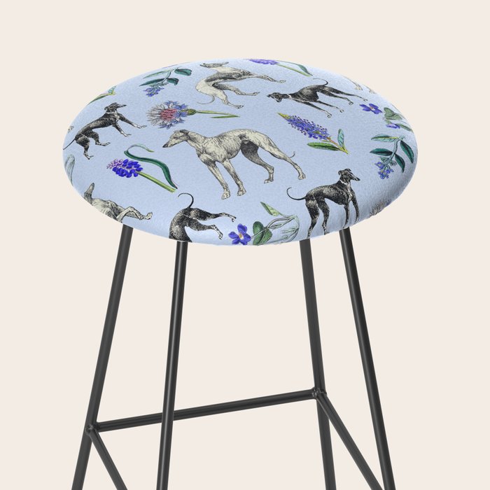 GREYHOUND DOGS and Blue Meadow Botanical Pattern  Stool Gallery Image 2
