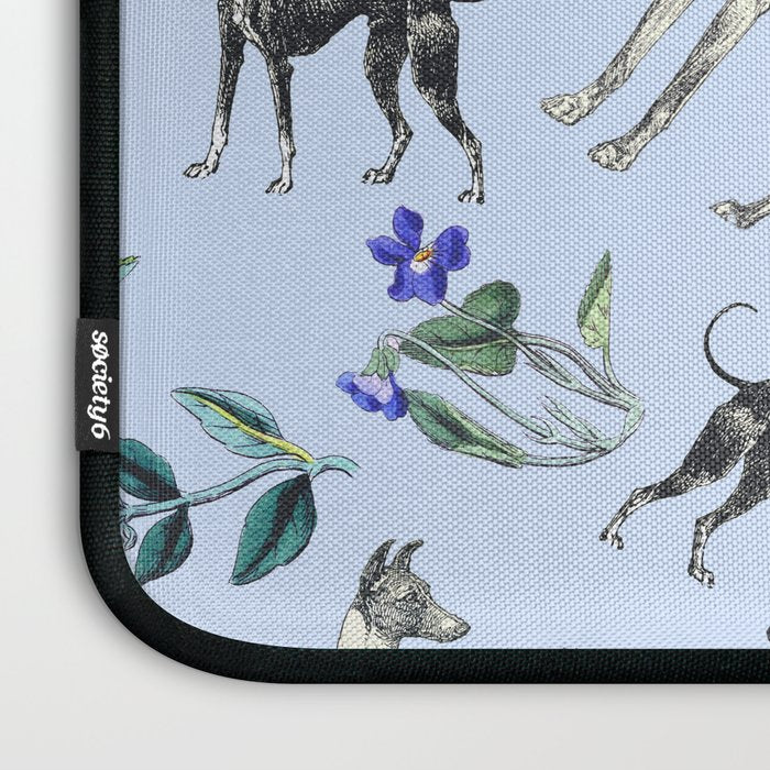 GREYHOUND DOGS and Blue Meadow Botanical Pattern  Laptop Sleeve Gallery Image 3
