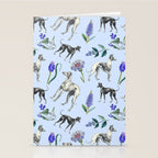 GREYHOUND DOGS and Blue Meadow Botanical Pattern  Stationery Card Gallery Image 2