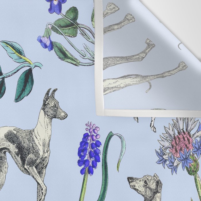 GREYHOUND DOGS and Blue Meadow Botanical Pattern  Wall Tapestry Gallery Image 3