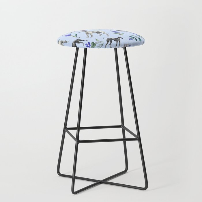 GREYHOUND DOGS and Blue Meadow Botanical Pattern  Stool