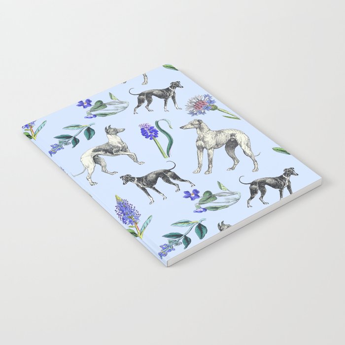 GREYHOUND DOGS and Blue Meadow Botanical Pattern  Notebook Gallery Image 2
