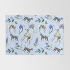 GREYHOUND DOGS and Blue Meadow Botanical Pattern  Rug Gallery Image 2