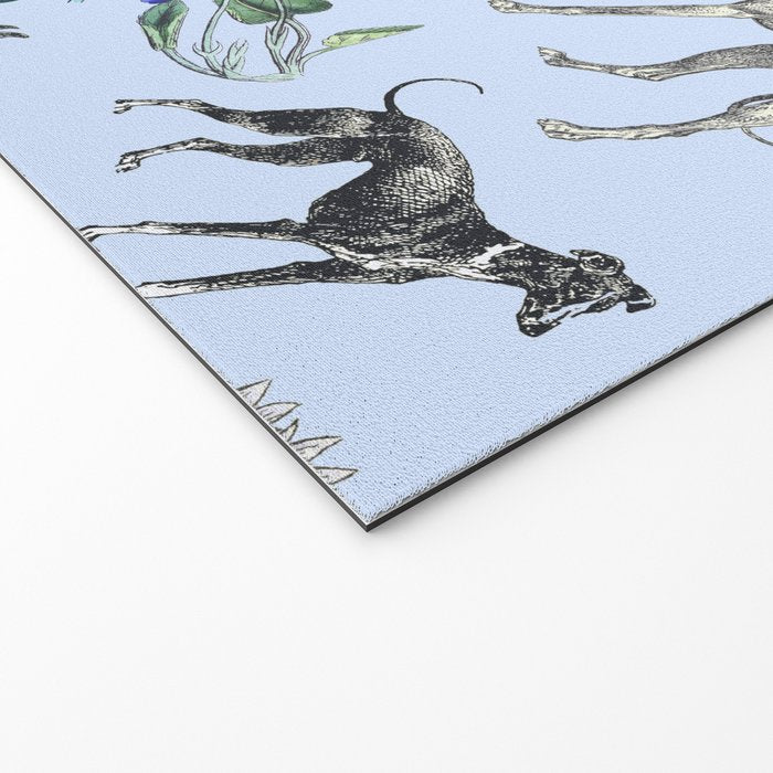 GREYHOUND DOGS and Blue Meadow Botanical Pattern  Welcome Mat Gallery Image 2