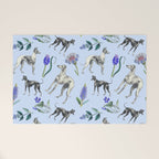 GREYHOUND DOGS and Blue Meadow Botanical Pattern  Welcome Mat Gallery Image 1