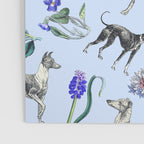 GREYHOUND DOGS and Blue Meadow Botanical Pattern  Poster Gallery Image 3