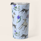 GREYHOUND DOGS and Blue Meadow Botanical Pattern  Travel Mug Gallery Image 3