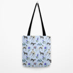 GREYHOUND DOGS and Blue Meadow Botanical Pattern  Tote Bag Gallery Image 2