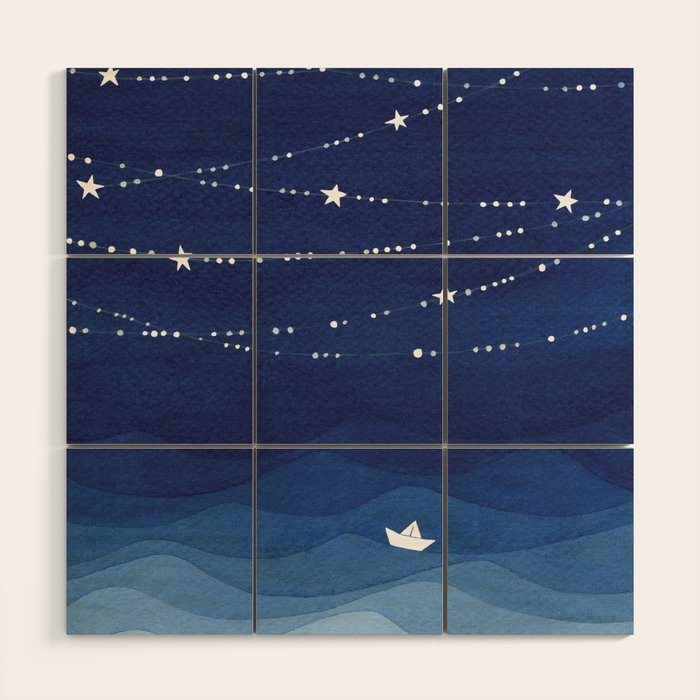Garland of Stars IV, night sky Wood Wall Art Gallery Image 1
