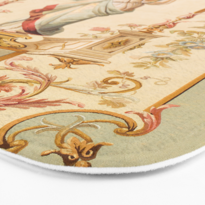 French Aubusson  Antique Tapestry Print Bath Mat Gallery Image 3