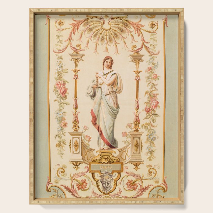 French Aubusson  Antique Tapestry Print Serving Tray Gallery Image 1