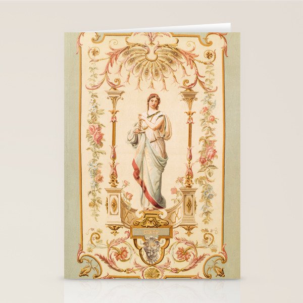 French Aubusson  Antique Tapestry Print Stationery Card Gallery Image 1