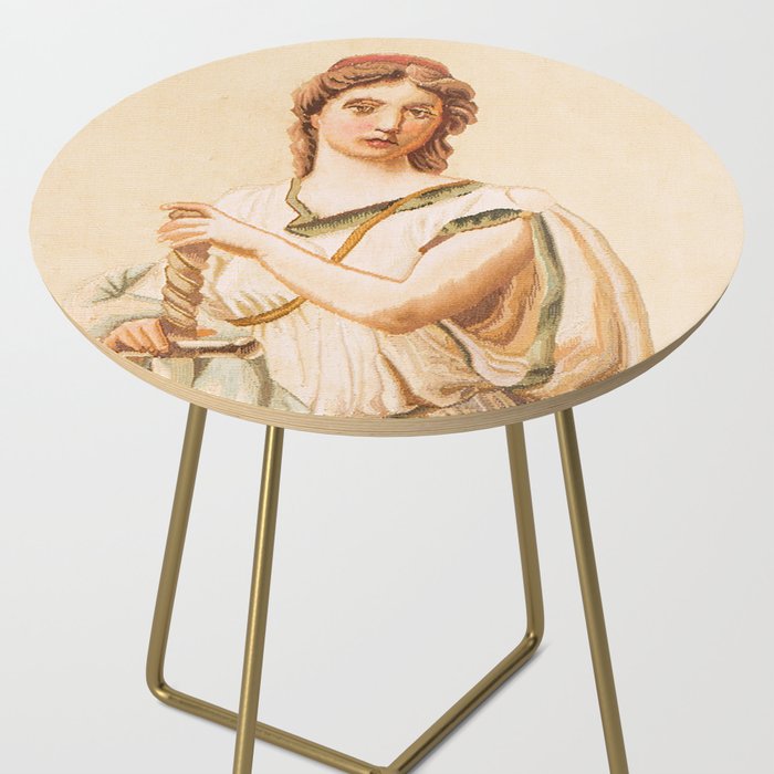French Aubusson  Antique Tapestry Print Side Table Gallery Image 2
