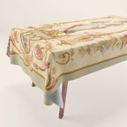 French Aubusson  Antique Tapestry Print Tablecloth Gallery Image 1
