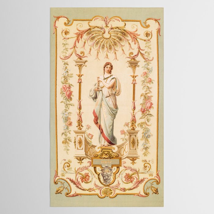French Aubusson  Antique Tapestry Print Tablecloth Gallery Image 2
