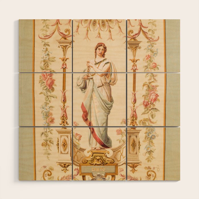 French Aubusson  Antique Tapestry Print Wood Wall Art Gallery Image 1