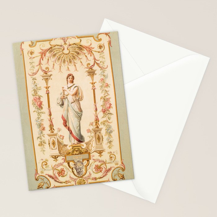 French Aubusson  Antique Tapestry Print Stationery Card Gallery Image 2
