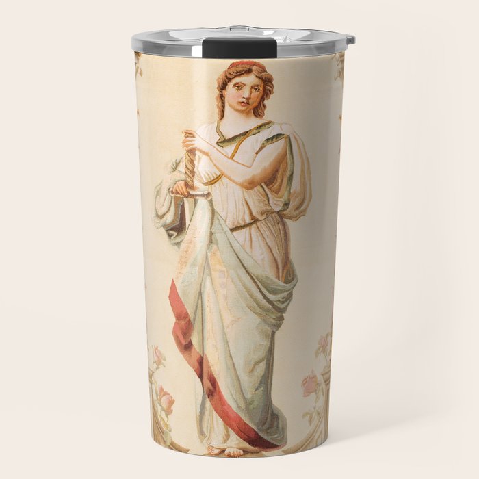 French Aubusson  Antique Tapestry Print Travel Mug Gallery Image 1