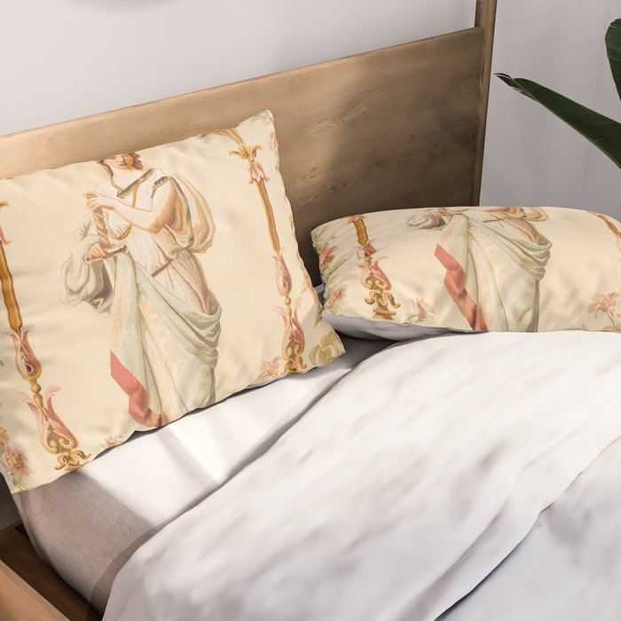 French Aubusson  Antique Tapestry Print Pillow Sham Gallery Image 2