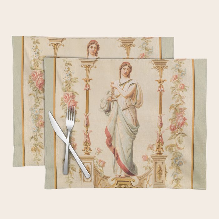 French Aubusson  Antique Tapestry Print Placemat Gallery Image 1