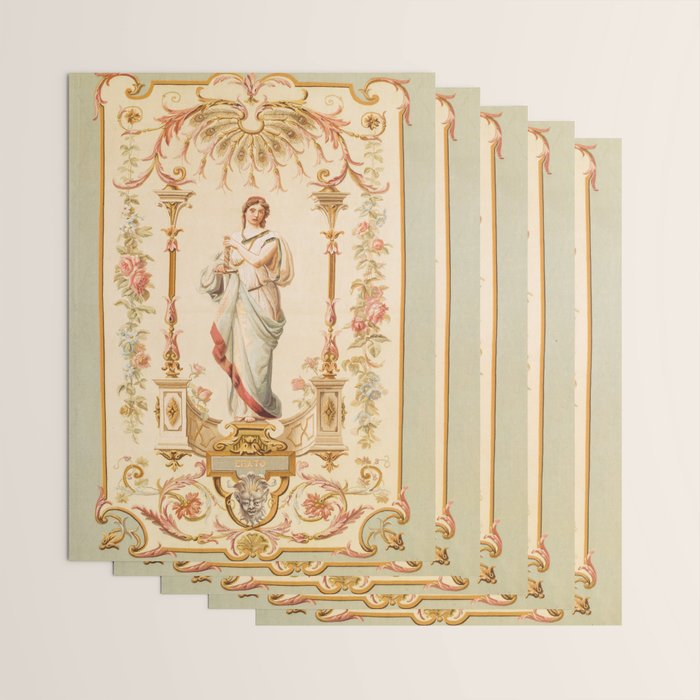 French Aubusson  Antique Tapestry Print Wrapping Paper Gallery Image 3