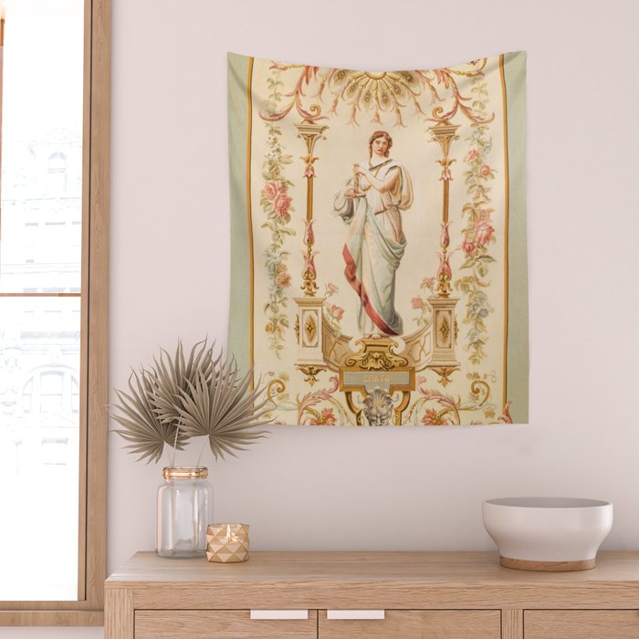 French Aubusson  Antique Tapestry Print Wall Tapestry Gallery Image 2