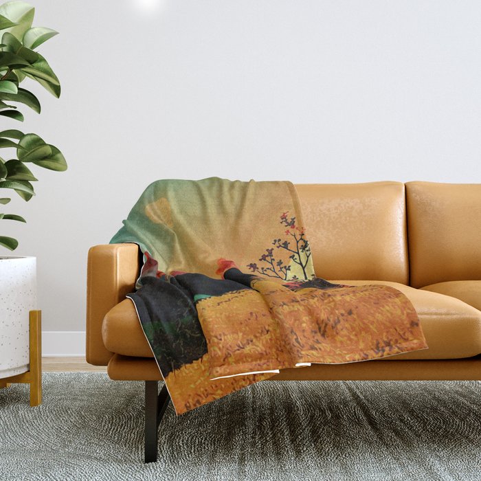 New Year's Morning in Shades of Orange - Nature Landscape Throw Blanket Gallery Image 1