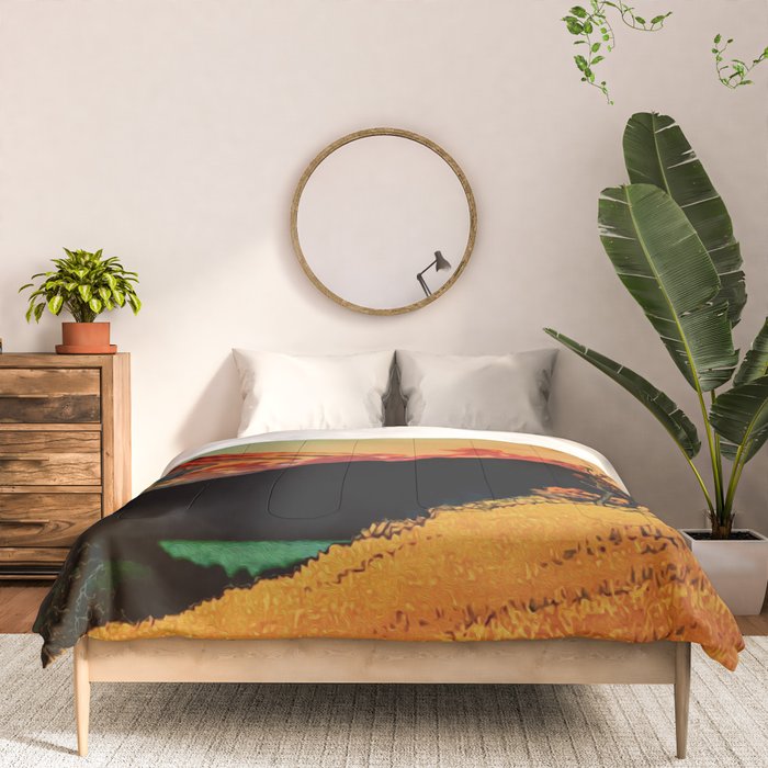 New Year's Morning in Shades of Orange - Nature Landscape Comforter Gallery Image 3