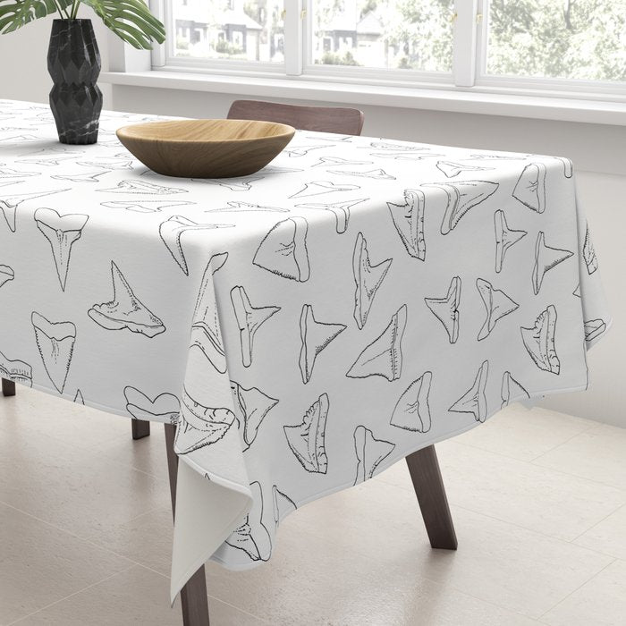 SHARK TEETH PATTERN-white Tablecloth Gallery Image 3