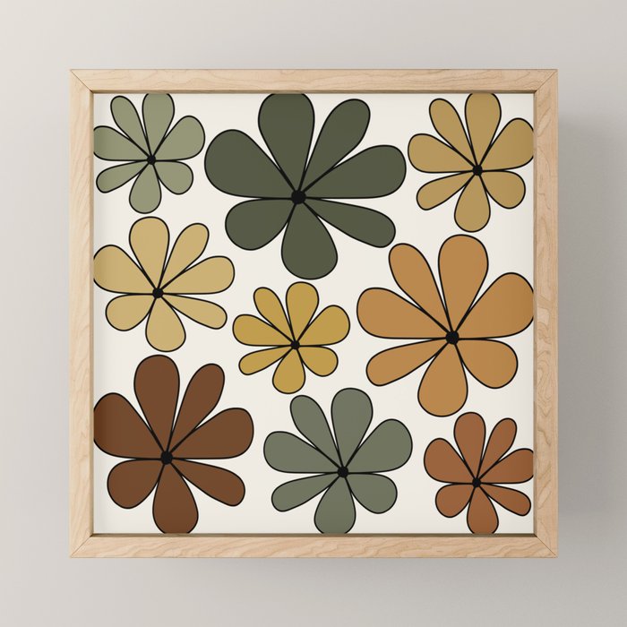 Retro Daisy Pattern Multicolor IX Mini Art Print Gallery Image 1