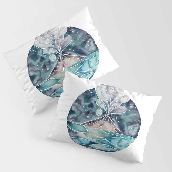 Stromboli Volcano at Midnight - Blue Palette Pillow Sham Gallery Image 1
