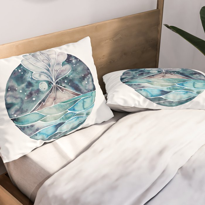 Stromboli Volcano at Midnight - Blue Palette Pillow Sham Gallery Image 2