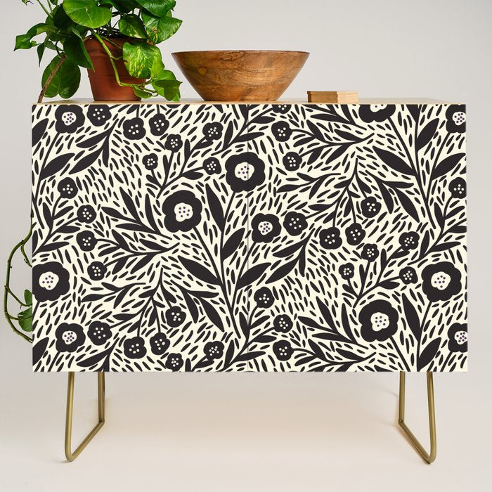 Botanical garden - Black and White Credenza Gallery Image 1