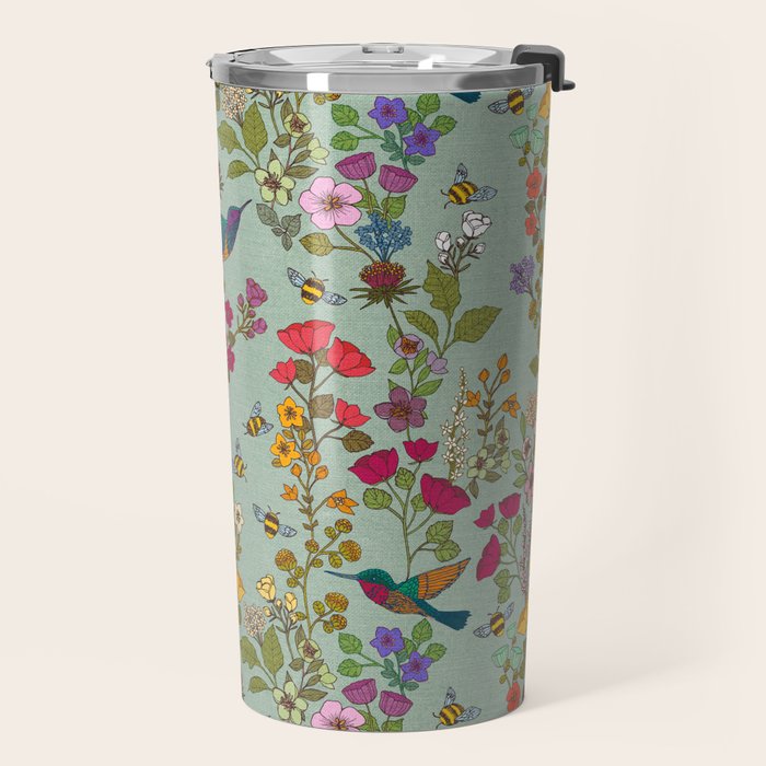 Hummingbirds and Bees {Duck Egg} Travel Mug Gallery Image 2