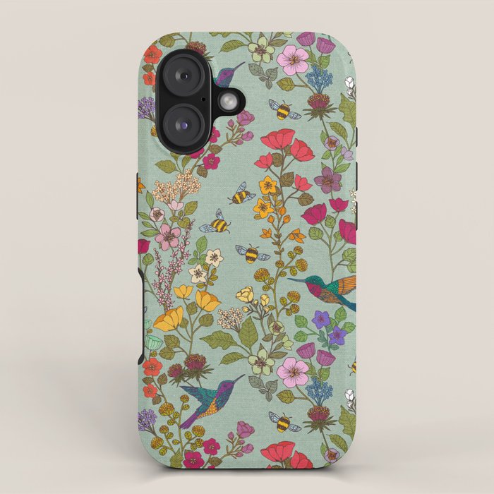 Hummingbirds and Bees {Duck Egg} iPhone Case Gallery Image 1