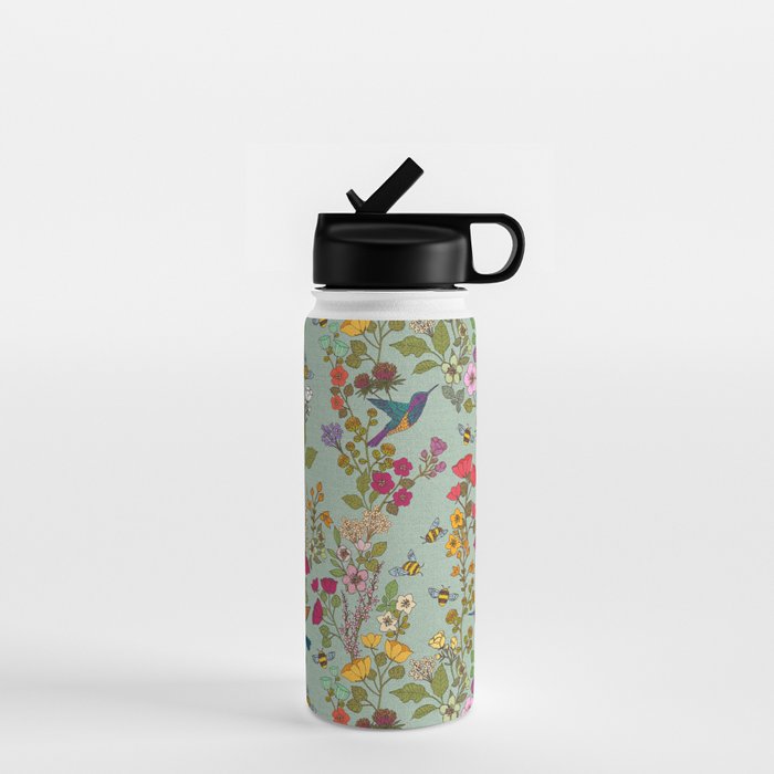 Hummingbirds and Bees {Duck Egg} Water Bottle Gallery Image 1