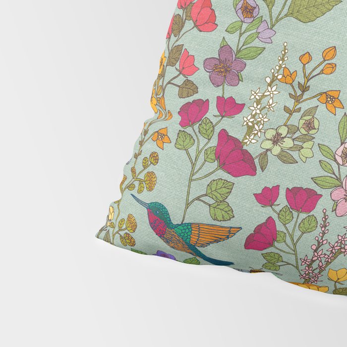 Hummingbirds and Bees {Duck Egg} Pillow Sham Gallery Image 4