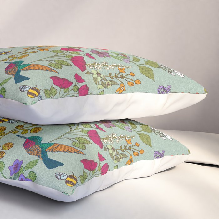 Hummingbirds and Bees {Duck Egg} Pillow Sham Gallery Image 3