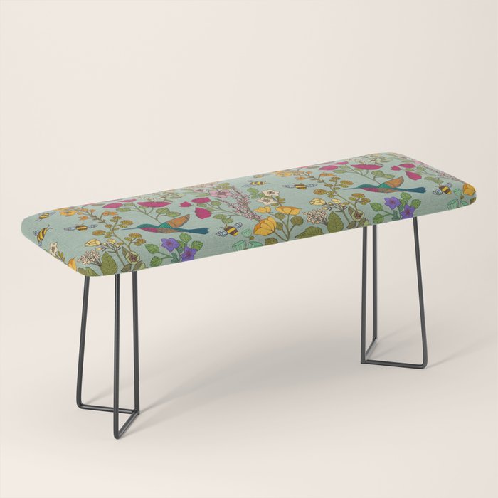 Hummingbirds and Bees {Duck Egg} Bench Gallery Image 1