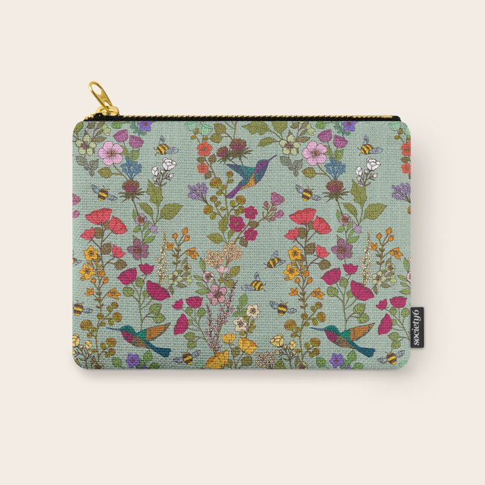 Hummingbirds and Bees {Duck Egg} Carry All Pouch Gallery Image 1