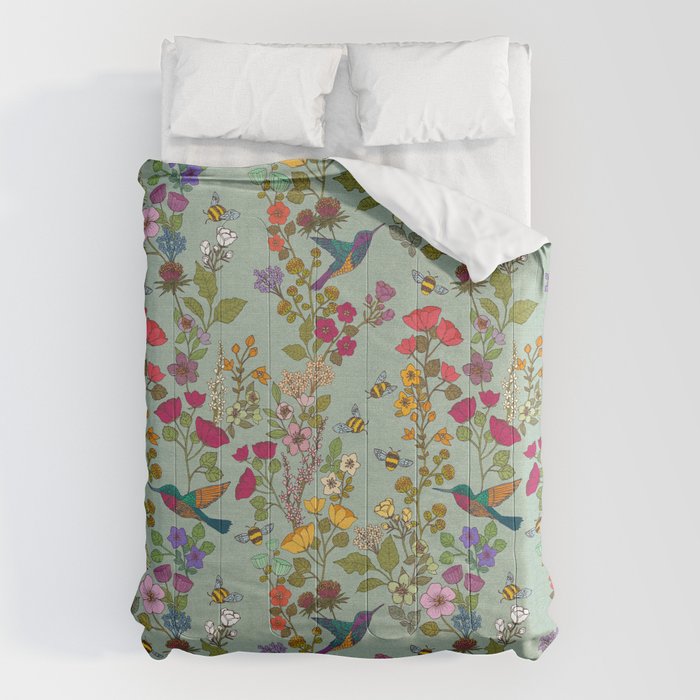 Hummingbirds and Bees {Duck Egg} Comforter Gallery Image 6