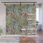 Hummingbirds and Bees {Duck Egg} Wall Mural Gallery Image 1