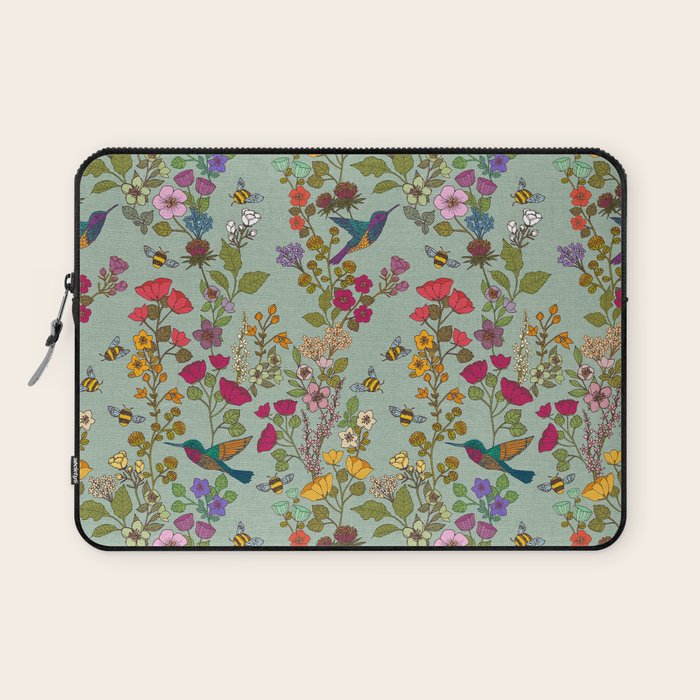 Hummingbirds and Bees {Duck Egg} Laptop Sleeve Gallery Image 1