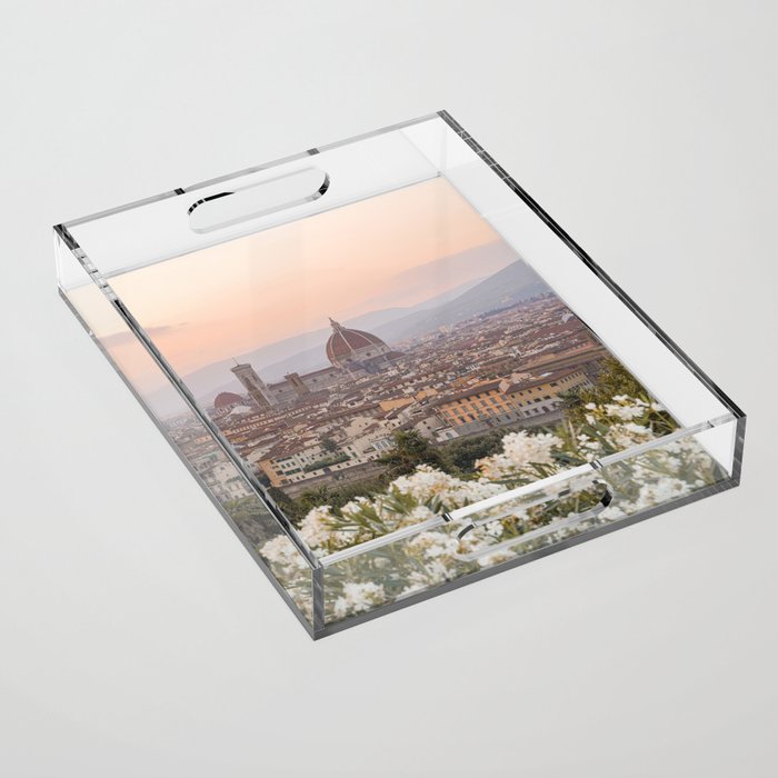 Il Duomo At Sunset Photo | Florence City View In Pastel Colors Art Print | Tuscany, Italy Travel Photography Acrylic Tray Gallery Image 1
