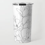 Minimal Line Art Magnolia Flowers Travel Mug Gallery Image 1