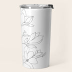 Minimal Line Art Magnolia Flowers Travel Mug Gallery Image 2