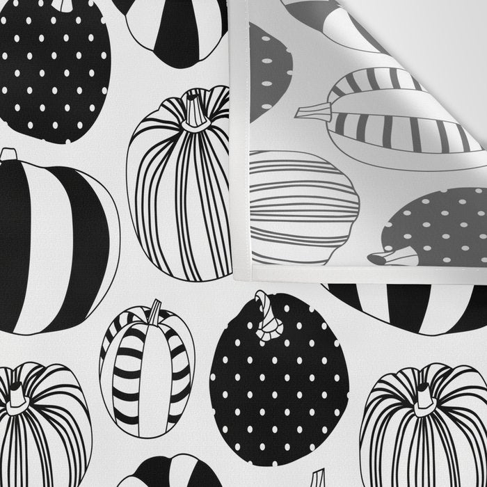 Black and white pumpkin vegetable pattern Wall Tapestry Gallery Image 3