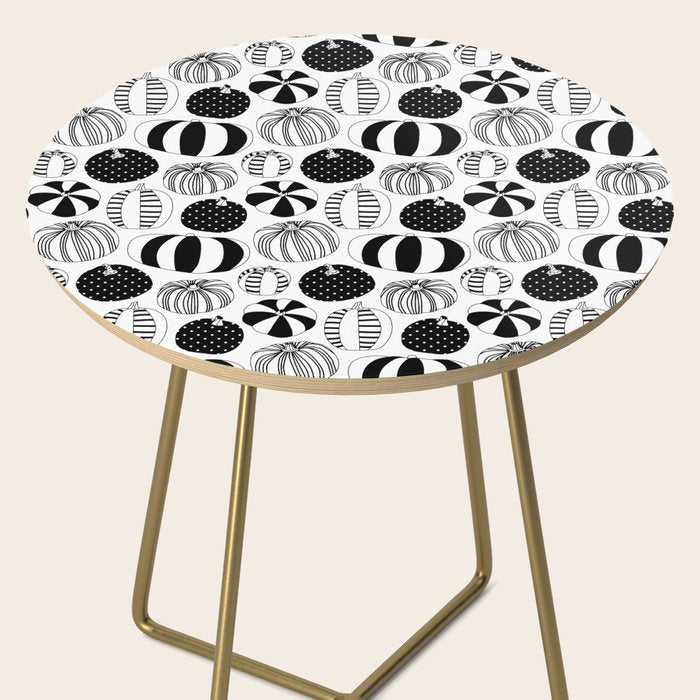 Black and white pumpkin vegetable pattern Side Table Gallery Image 2