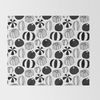 Black and white pumpkin vegetable pattern Throw Blanket Gallery Image 2