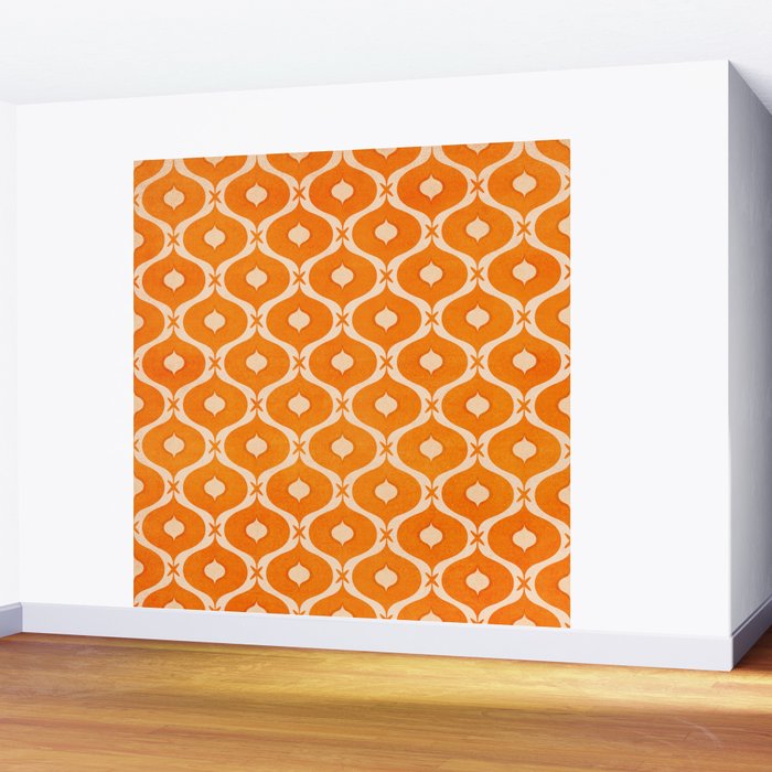 Vibrant Orange Ornament Pattern Wall Mural Gallery Image 2
